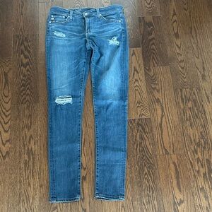 AG Distressed Blue Jeans